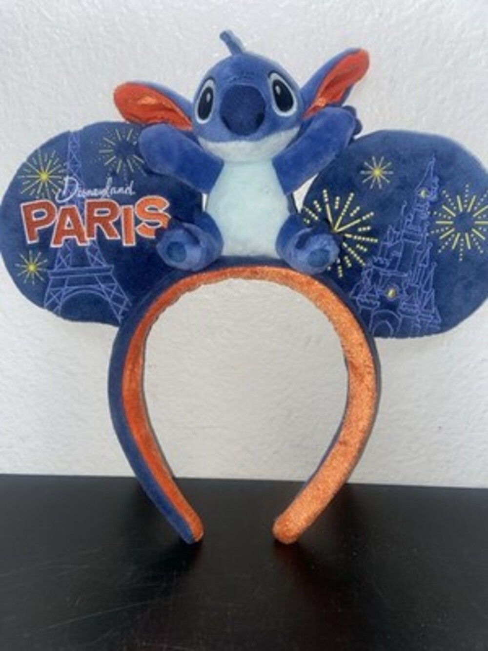Disneyland Paris Stitch Ear Headband Fireworks Castle Plush Ears Disney